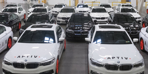 Can you provide the back story of Aptiv and its autonomous BMWs on the Lyft app? 