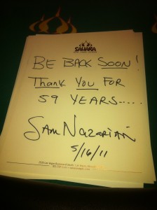 Sam Nazarian's Goodbye Note- 2011