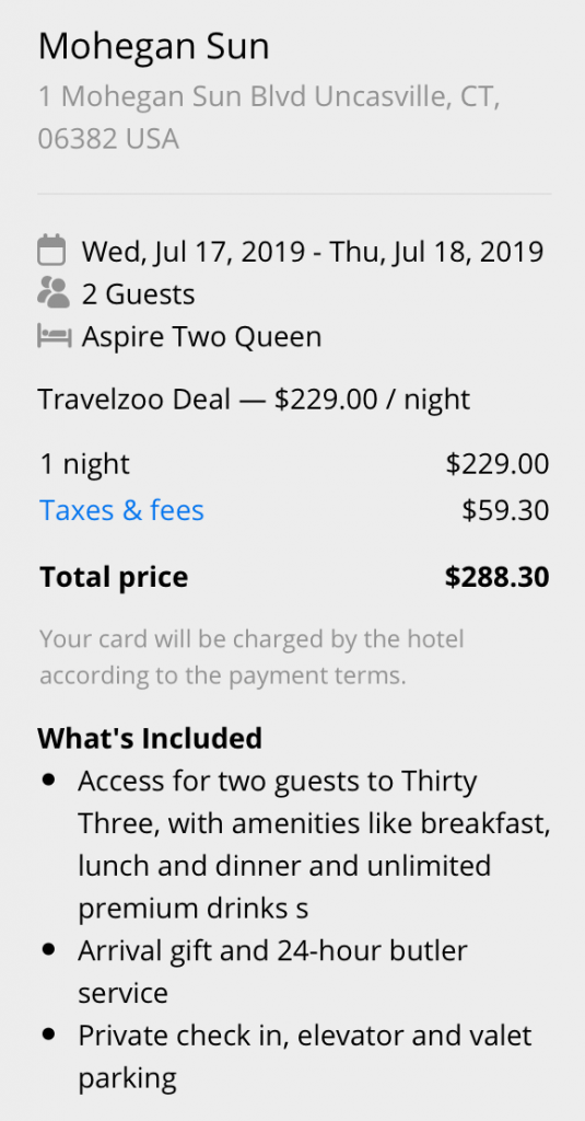 Mohegan Sun Aspire Deal Example