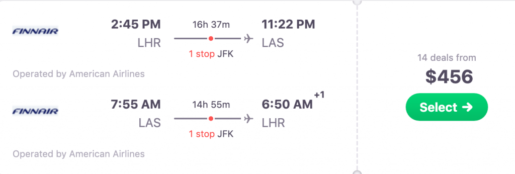 fare deal cheap flight London to Las Vegas