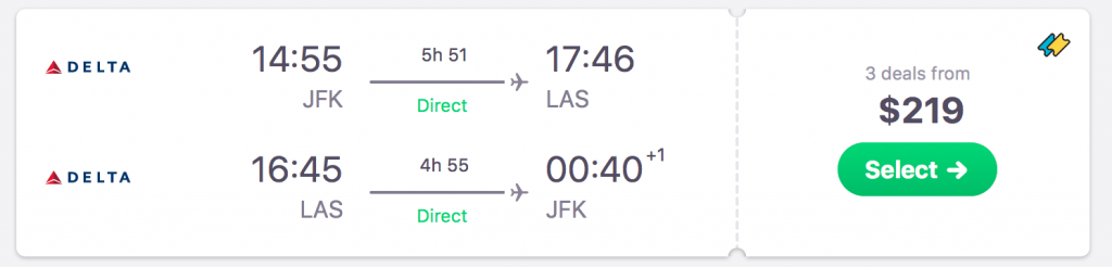 fare deals vegas delta nyc new york