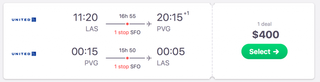 fare deals vegas united shanghai pvg