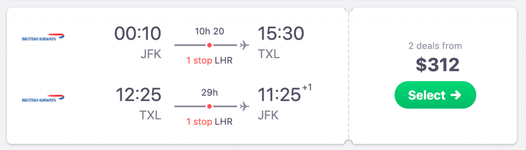 Fare Deal JFK New York Berlin TXL