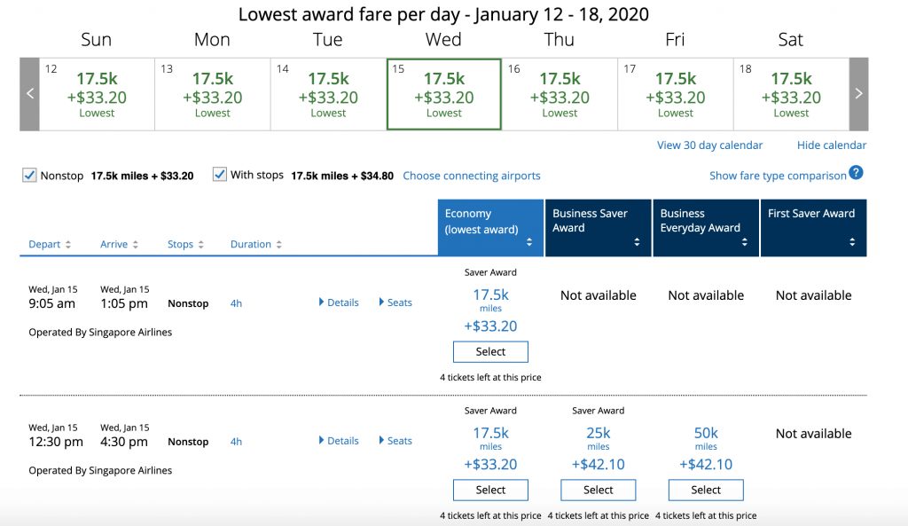 award flight united miles singapore hong kong