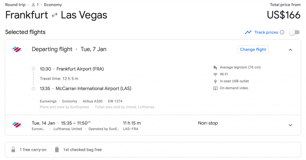 fare deal frankfurt las vegas cheap nonstop